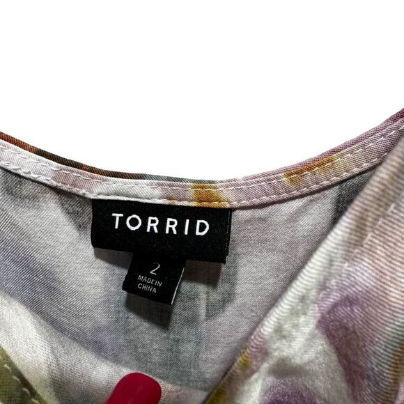 Torrid Ava White Floral Stretch Challis Cami Tank Top Size 2 - Picture 2 of 6